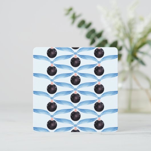 Blue black Modern Winter Holiday Greeting Bedankkaart (Staand voorkant)