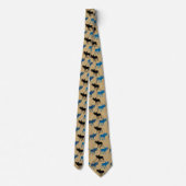 Blue Black Moose Pattern op Gold Stropdas (Achterkant)