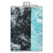 Blue Black Ocean Waves Hawaii Monogram Heupfles (Achterkant)