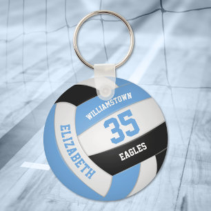 blue black personalized teamnaam volleyball sleutelhanger