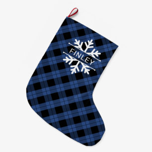 Blue Black Pset Snowflakes Name Kerstmis Grote Kerstsok