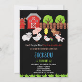 Blue Black Red Farm Animaux Invitations Anniversai (Devant)