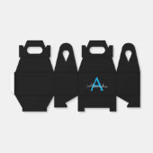 Blue Black Script Girly Monogram Name Bedankdoosjes (Uitgevouwen)