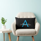 Blue Black Script Girly Monogram Name Kussen (Stoel)