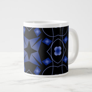 Blue Black Shining Star Kaleidoscope Art Jumbo Mok