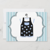 Blue Black Stripes Baby Boy Shower Invitations (Dos)