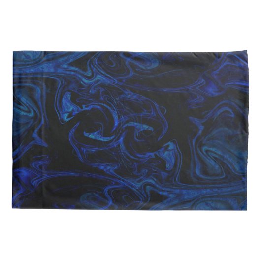 Blue Black Swirl Abstracte roky Cool Kussensloop (Achterkant)