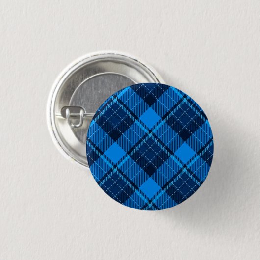Blue Black Tartan Ronde Button 3,2 Cm (Voorkant /achterkant)