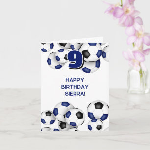 Blue Black voetballen Kinderverjaardag Kaart