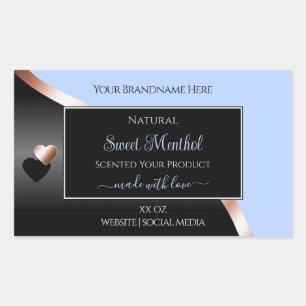 Blue Black Wavy Roos Gold Hearts Productlabels Rechthoekige Sticker