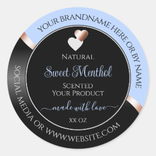 Blue Black Wavy Rose Gold Hearts Étiquettes de pro