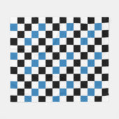 Blue Black White Checkered Pattern Design  Fleece Deken (Voorkant (Horizontaal))