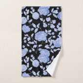 Blue Black White Modern  Floral Toile Bad Handdoek (Handdoek)
