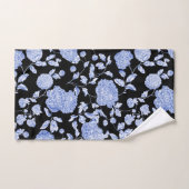 Blue Black White Modern  Floral Toile Bad Handdoek (Handdoek)