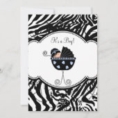 Blue Black Zebra Baby Boy Shower Invitations (Devant)