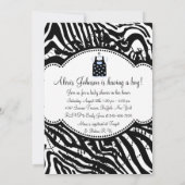 Blue Black Zebra Baby Boy Shower Invitations (Dos)