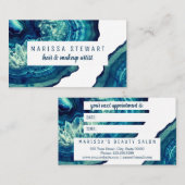 Blue Blauwgroen Agate Geode Stone Roos Gold Appoin Afsprakenkaartje (Voorkant / Achterkant)