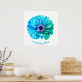 Blue Blauwgroen Daisy | retro blue floral Poster (Keuken)