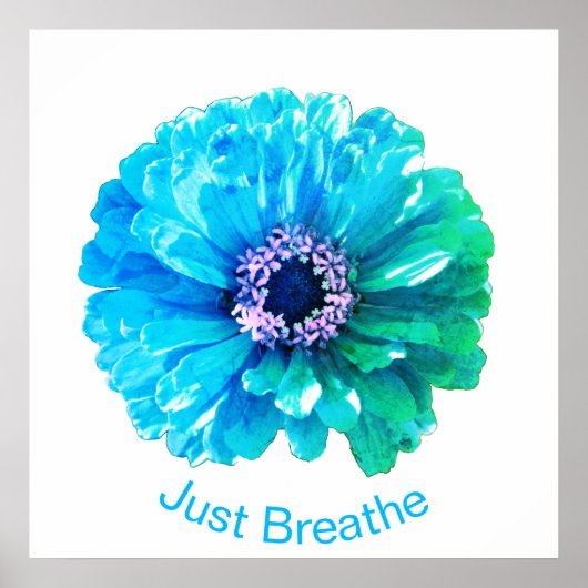 Blue Blauwgroen Daisy | retro blue floral Poster (Voorkant)