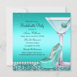 Blue Blauwgroen Glitter Pearl Bachelorette Party I Kaart