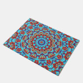 Blue Blauwgroen Leaf Floral Mandala Boho Deurmat (Schuin)