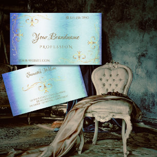 Blue Blauwgroen Marble Gold  Corners Ornamental Visitekaartje