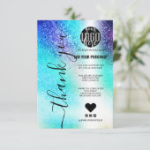 Blue Blauwgroen Nebula Galaxy Glitter Order Hartel Bedankkaart (Staand voorkant)