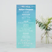 Blue & Blauwgroen Ombre Waterverf Wedding Menu Kaa (Staand voorkant)