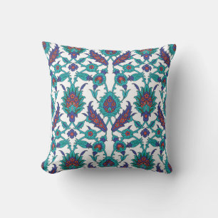 Blue Blauwgroen Red White Oriental Floral Pattern Kussen