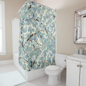 Blue Blauwgroen Sakura Fine Japans Floral Douchegordijn (In situ)