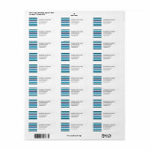 Blue Blauwgroen Stripes Monogram Patroon Etiket (Full Sheet)