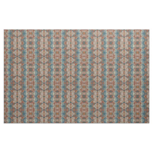 Blue Blauwgroen Taupe Burnt Oranje Bruin Etnisch K Stof