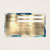 Blue Blauwgroen Waterverf and Gold Foil Reference  Visitekaartje (Achterkant)