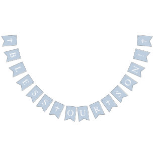 Blue Bless Our Son Banner Baptism Bunting Flags