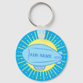 Blue Blimp Ballon Custom Sleutelhanger (Voorkant)
