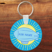Blue Blimp Ballon Custom Sleutelhanger (Voorkant)