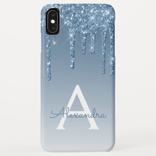 Blue Bling | Luxe Sparkle Glitter Monogram Case-Mate iPhone Case (Achterkant)