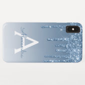 Blue Bling | Luxe Sparkle Glitter Monogram Case-Mate iPhone Case (Achterkant (horizontaal))