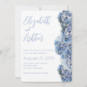 Blue Bliss Wedding Floral Side Border Kaart (Voorkant)