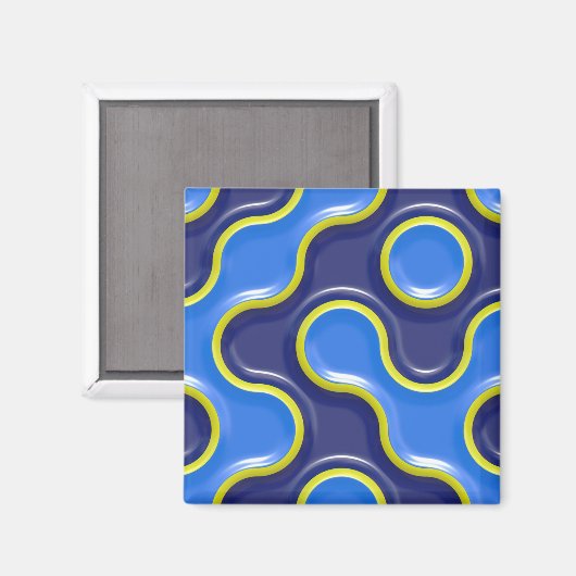 Blue Blob Pattern Magneet (Voorkant / Achterkant)