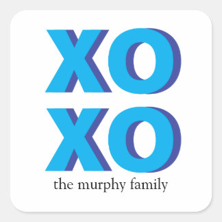 Blue Block Lettering XOXO Stickers