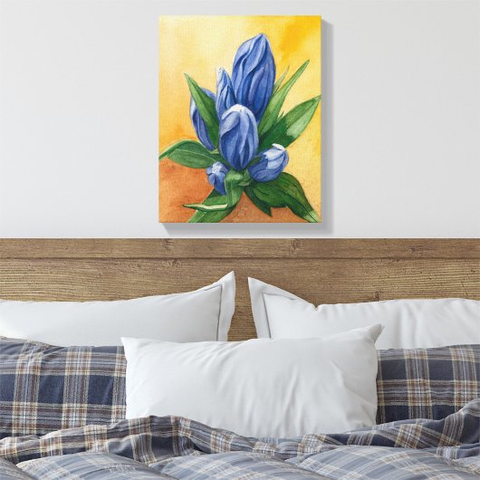 "Blue Bloom" - Aquarelle en toile florale Imprimer