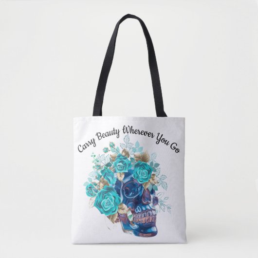 Blue Bloom Requiem Tote Bag – Elegant Floral Art T (Devant)