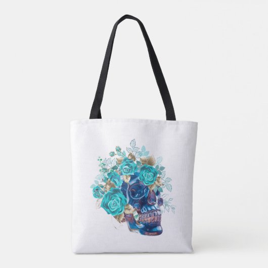 Blue Bloom Requiem Tote Bag – Elegant Floral Art T (Dos)