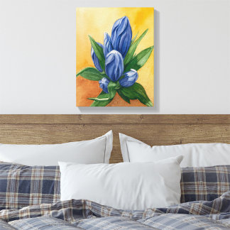 "Blue Bloom" – Waterverf Bloemencanvas Canvas Afdruk
