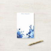 Blue Blooms boodschappenlijstje CUSTOM Post-it® Notes (Op bureau)