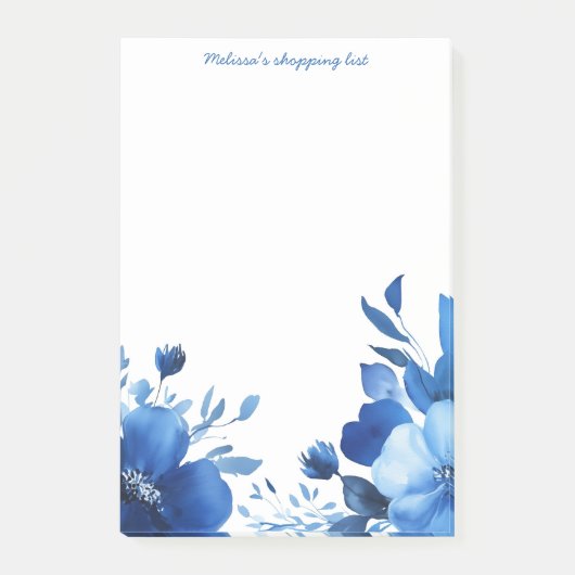 Blue Blooms boodschappenlijstje CUSTOM Post-it® Notes (Voorkant)