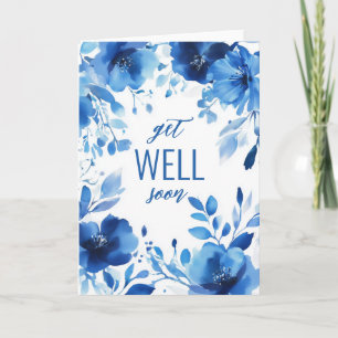 Blue Blooms Waterverf KRIJGEN GOED SNEL AANGEPAST Kaart