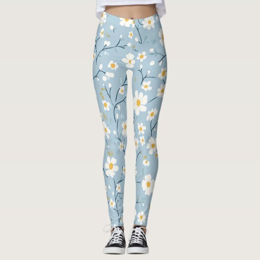Blue Blossom Breeze Daisy Leggings (Voorkant)