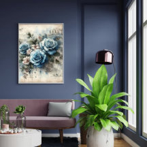 "Blue Blossoms Poster - Prachtige bloemachtergrond